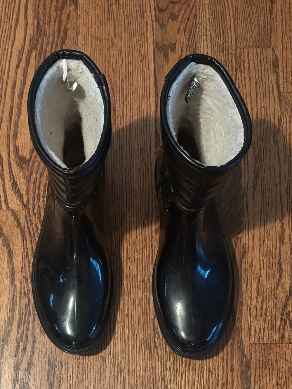 Nautica Women's Aalilah Waterproof Rain Boots - Black Puffer & Sherpa Lined - 9